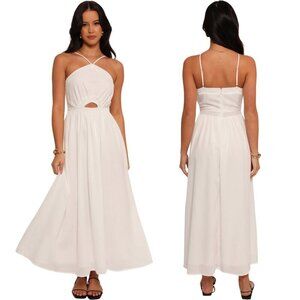 Petal + Pup Madi Maxi Dress Womens Small White Sleeveless Cut Out Flowy Boho NWT